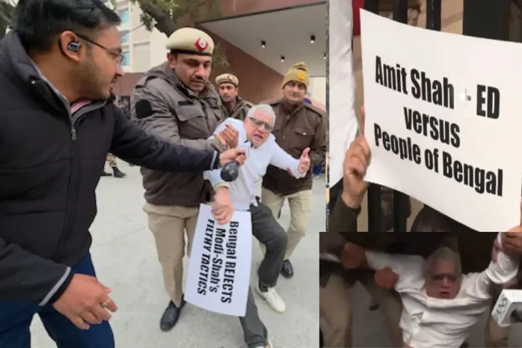 दिल्ली में हल्लाबोल: अमित शाह के कार्यालय के बाहर TMC का जोरदार प्रदर्शन, कई सांसद हिरासत में
