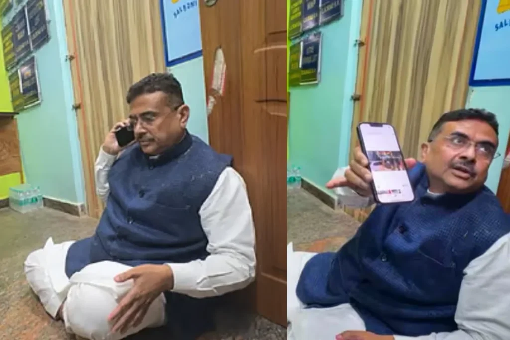 सड़क पर घेराव, थाने में धरना: पश्चिम मेदिनीपुर में सुवेंदु अधिकारी का विरोध प्रदर्शन