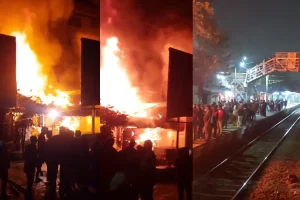 पश्चिम बंगाल के बिराटी रेलवे स्टेशन पर फिर लगी आग, कई दुकानें जलकर खाक