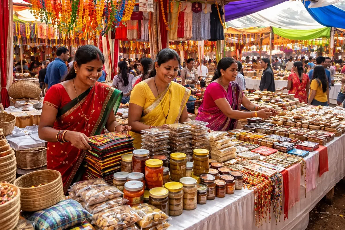 Mahalaxmi Saras 2026 Nagpur Reshimbag exhibition women self-help groups: नागपुर के रेशीमबाग में 11 से 23 मार्च तक महालक्ष्मी सरस 2026 — 370 स्टॉल में महाराष्ट्र के महिला स्वयं सहायता समूहों के पारंपरिक व्यंजन और हस्तशिल्प उत्पाद।