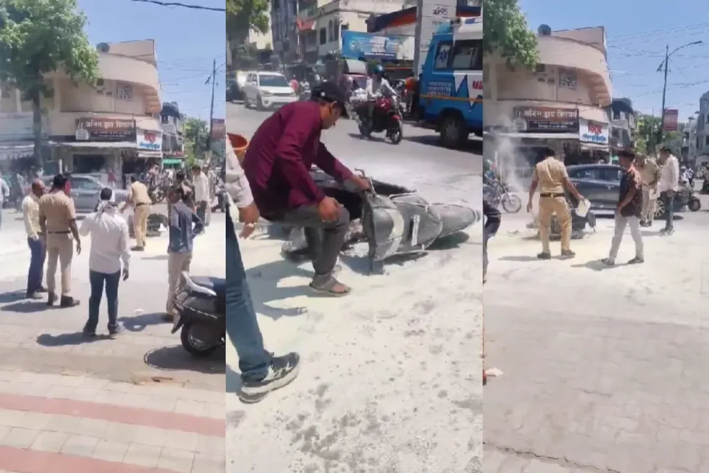 नागपुर: सड़क किनारे खड़ी एक्टिवा में अचानक लगी आग, मची अफरा-तफरी