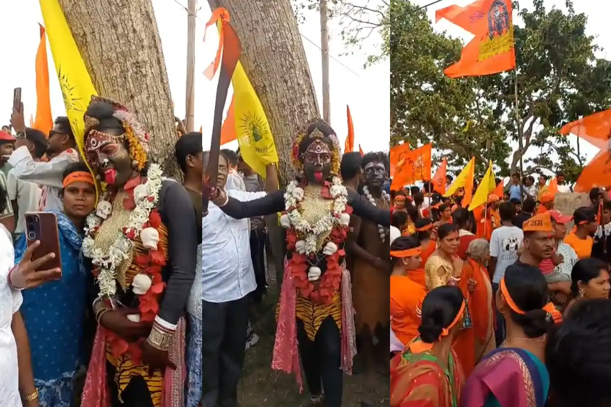 Ram Navami Shobha Yatra Sankrail Jalpaiguri: जलपाईगुड़ी के साँकराइल में राम नवमी शोभायात्रा निकली, राजगंज से मानिकपुर मंदिर तक शस्त्र लेकर चले श्रद्धालु, पुलिस तैनात।