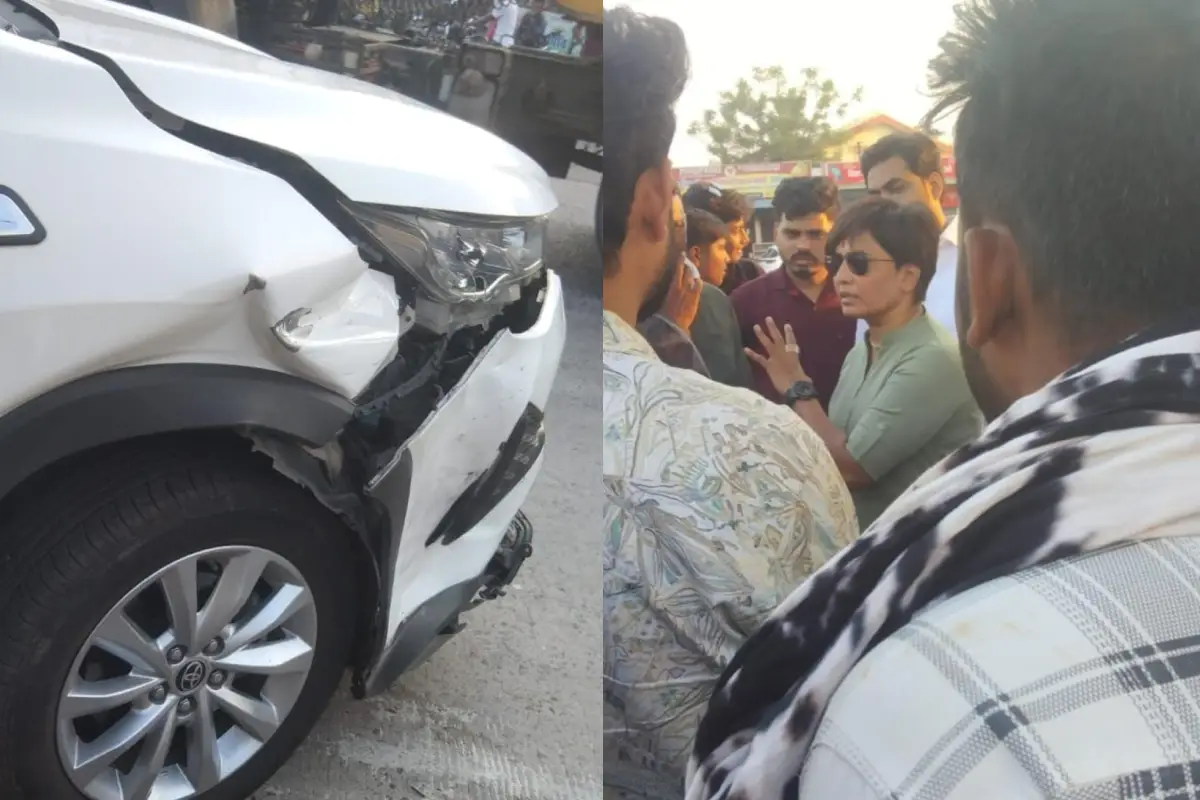 Congress observer car accident Khapa Chowk Nagpur: नागपुर के खापा चौक पर कांग्रेस पर्यवेक्षिका संगिता बेनिवाल की इनोवा को ब्रेज़ा ने टक्कर मारी। कोई जनहानि नहीं, गाड़ी को नुकसान।