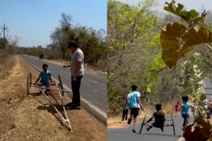 बच्चों की देसी कार देखकर रुक गए सचिन तेंदुलकर, देखिए वायरल VIDEO