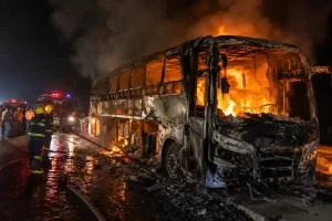 Gujarat Bus Fire Accident: गुजरात में टक्कर के बाद बस में भयंकर आग, 4 यात्री जिंदा जले