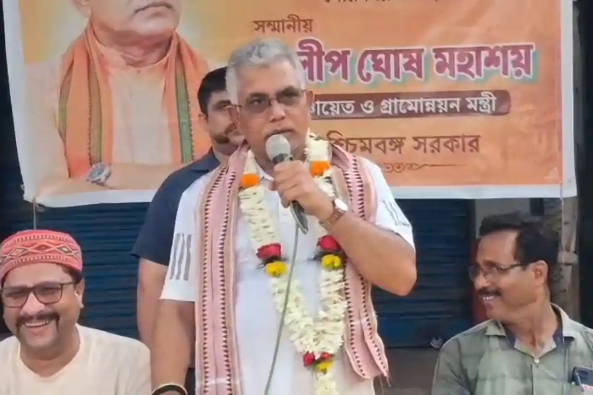 Dilip Ghosh Medinipur visit after becoming minister West Bengal: मंत्री बनने के बाद पहली बार मेदिनीपुर पहुंचे दिलीप घोष, चाय चर्चा में कार्यकर्ताओं से मुलाकात