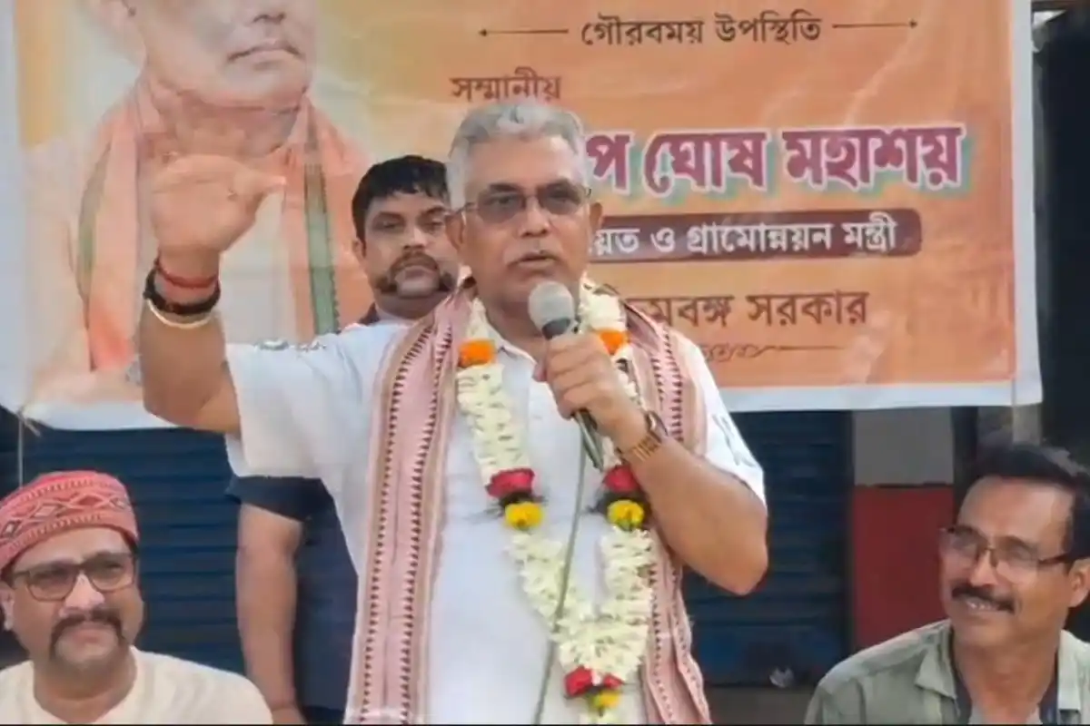 Dilip Ghosh Medinipur visit after becoming minister West Bengal: मंत्री बनने के बाद पहली बार मेदिनीपुर पहुंचे दिलीप घोष, चाय चर्चा में कार्यकर्ताओं से मुलाकात