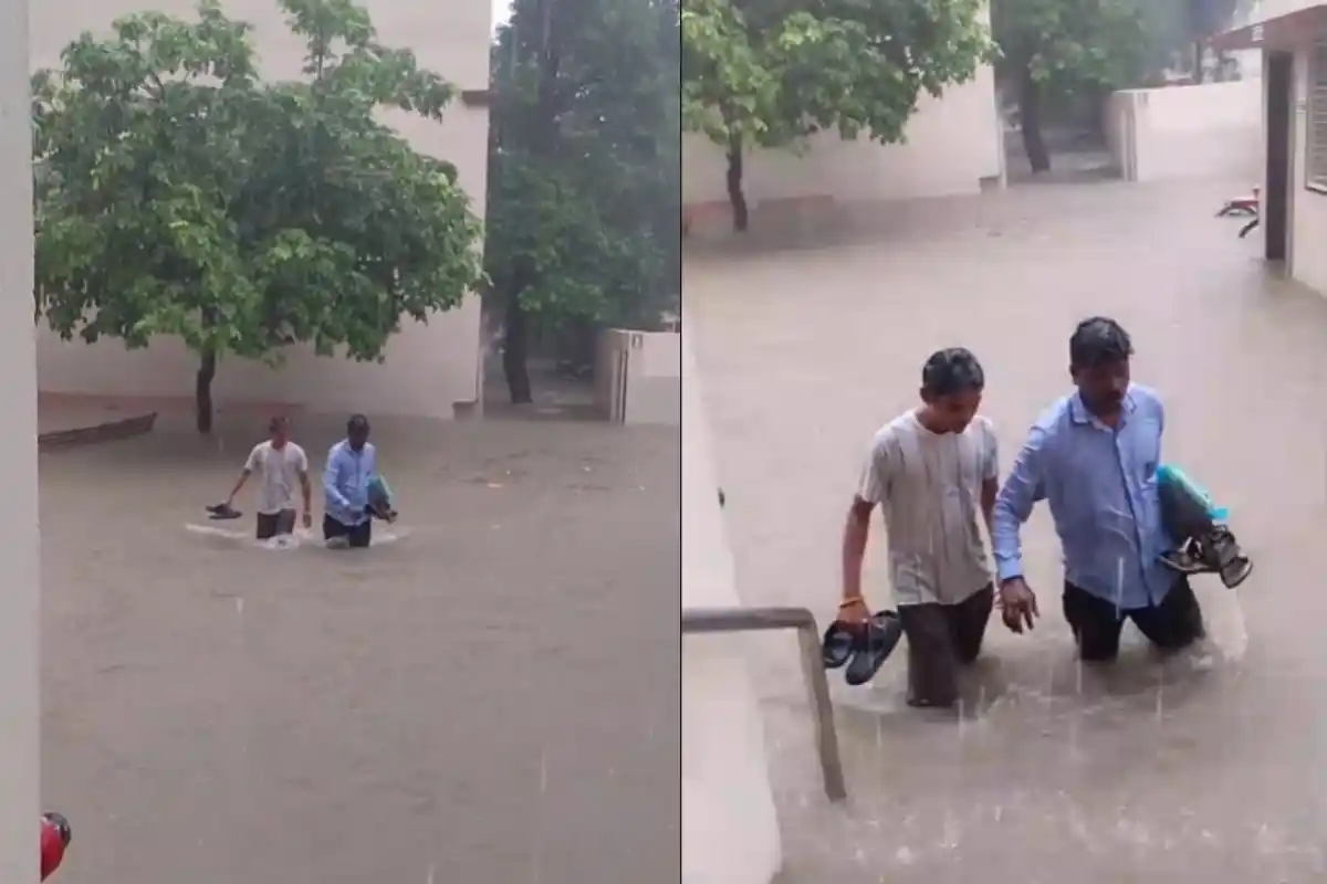 Nagpur heavy rain school children stuck: नागपुर में भारी बारिश के कारण स्कूल के बच्चे एक घंटे से स्कूल में फंसे, पुलिस प्रशासन और एनएमसी के अधिकारी मौके पर पहुंचे